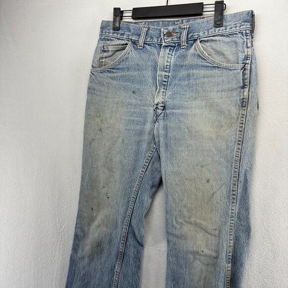 Vintage Big Yank Jeans Fits 30x30 Blue Faded Whisker Bootcut Flared Scovill 70s - Picture 1 of 16